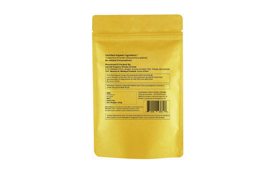 Carmel Organics Liquorice Powder    Pack  250 grams
